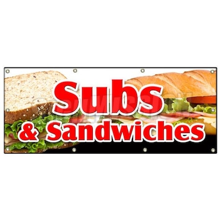 Signmission SUBS & SANDWICHES BANNER SIGN hero hoagie huge homemade grinders drinks B-96 Subs & Sandwiches